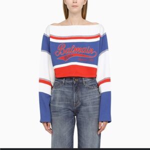 Authentic Balmain Striped crop off the shoulder XS top